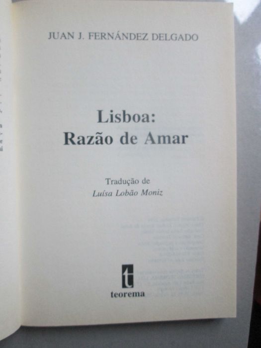 Lisboa, Razão De Amar, de Juan J Fernadez Delgado