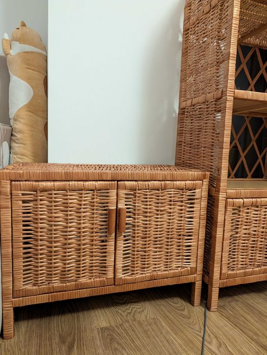 Zestaw mebli - Szafka wiklinowa etażerka z wikliny regał