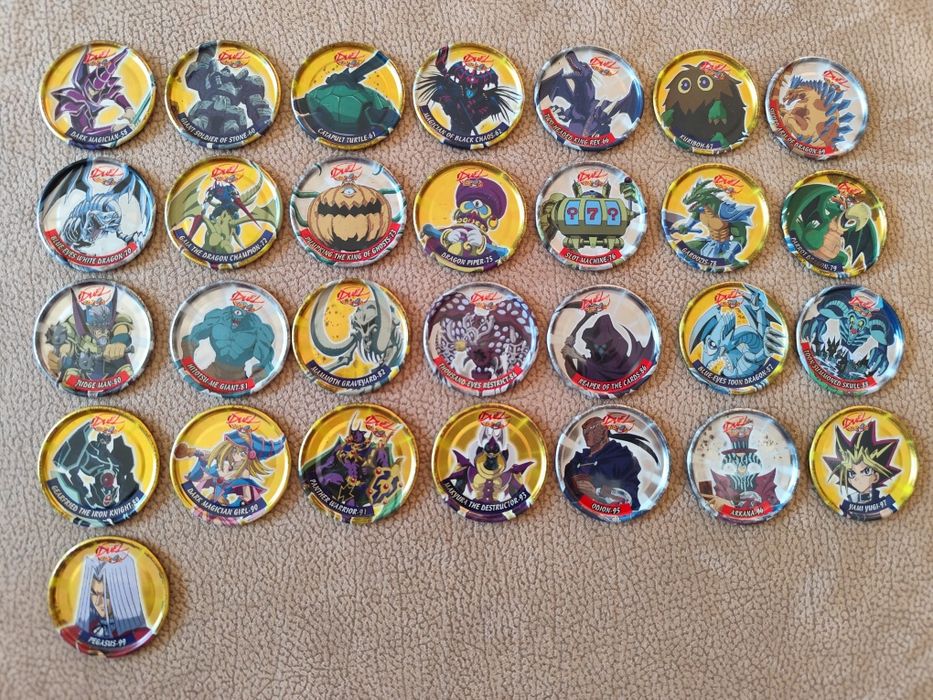 Tazos rei leao, spiderman, yu gi oh