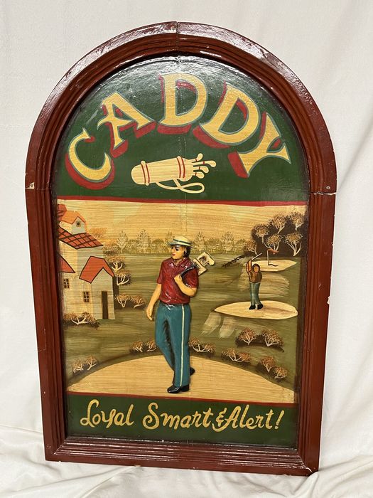 Stary oryginalny szyld reklama  ręcznie malowane drewno CADDY