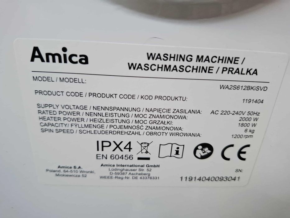 Pralka Amica - dowóz