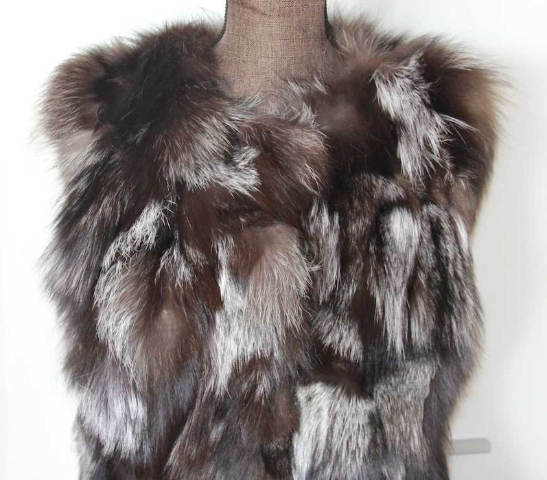 KARIBU kamizelka futro lisa srebrnego lis 38 m s szara la mania