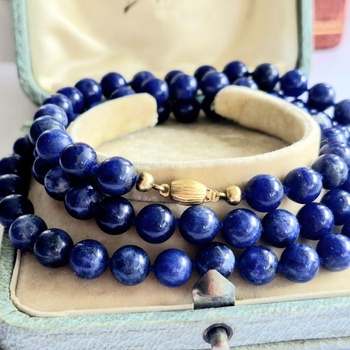 Naszyjnik lapis lazuli złoto 14k długość 70 cm
