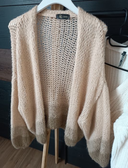 Sweter kardigan GG Luxe S/M/L moher Made in Italy