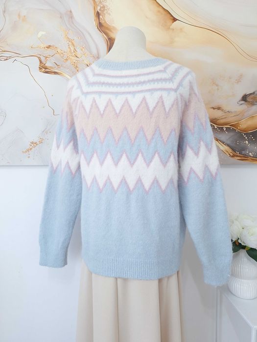 Damski Kolorowy Pastelowy Błękitny Sweter Moocci TU S M L