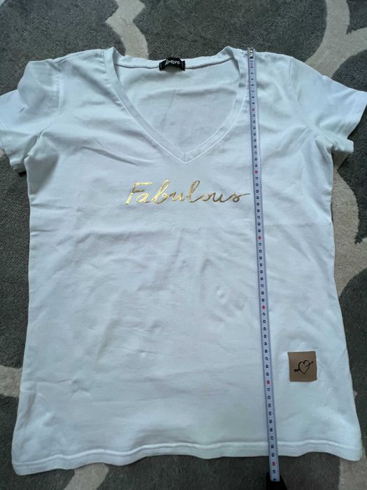 biała koszulka t-shirt złoty napis IDEAŁ S