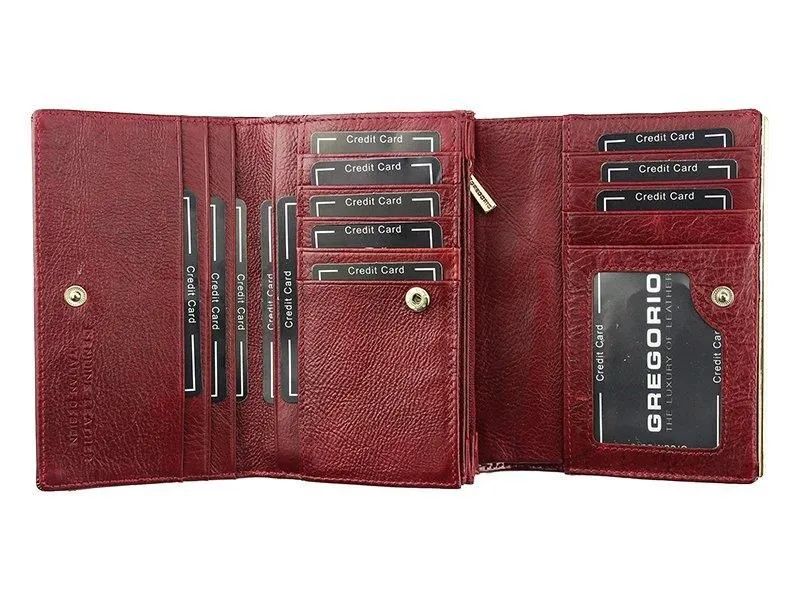 portfel damski skórzany  czerwony  gregorio