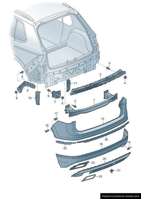Направляющая крепление усилитель бампера зад Тигуан 18- Tiguan кранште