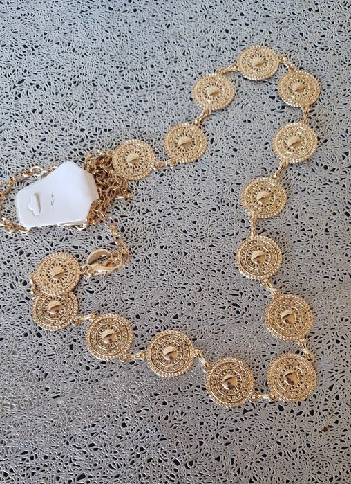 Złoty pasek kółka, dodatek do sukienki, spodni, regulowany