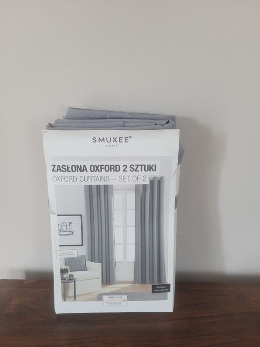 Nowe zasłony  140x245 2 sztuki Smukee jasny szary