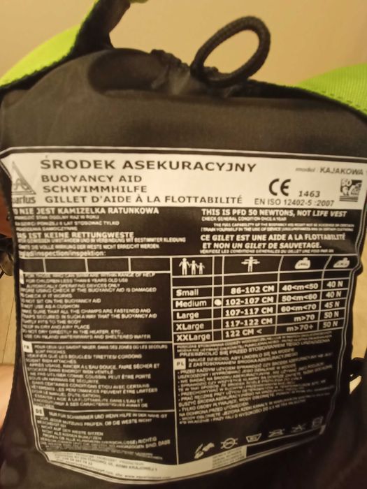 Kapok, kamizelka asekuracyjna kajakowa Aquarius
