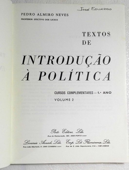 Livro Textos de Introdução á Politica - 2 - 1º ano CC
