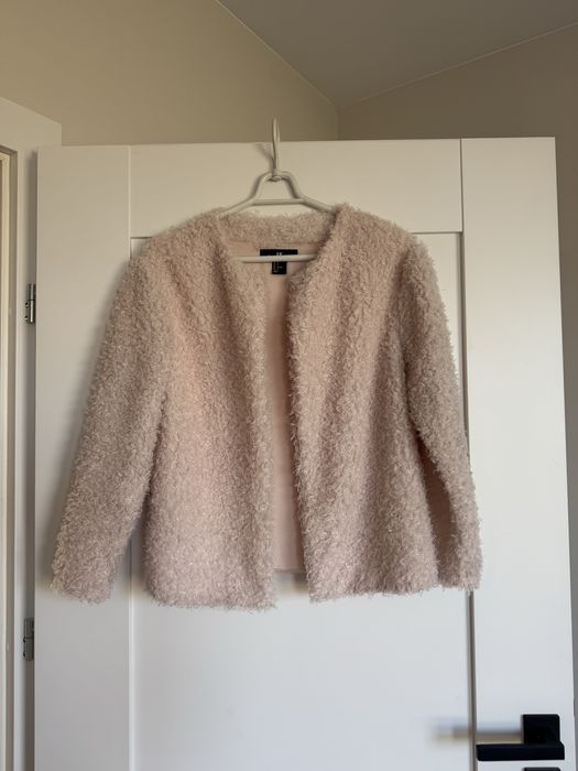 Kurtka narzutka bolerko futerko misiek teddy różowy H&M S 36 M 38 Zara