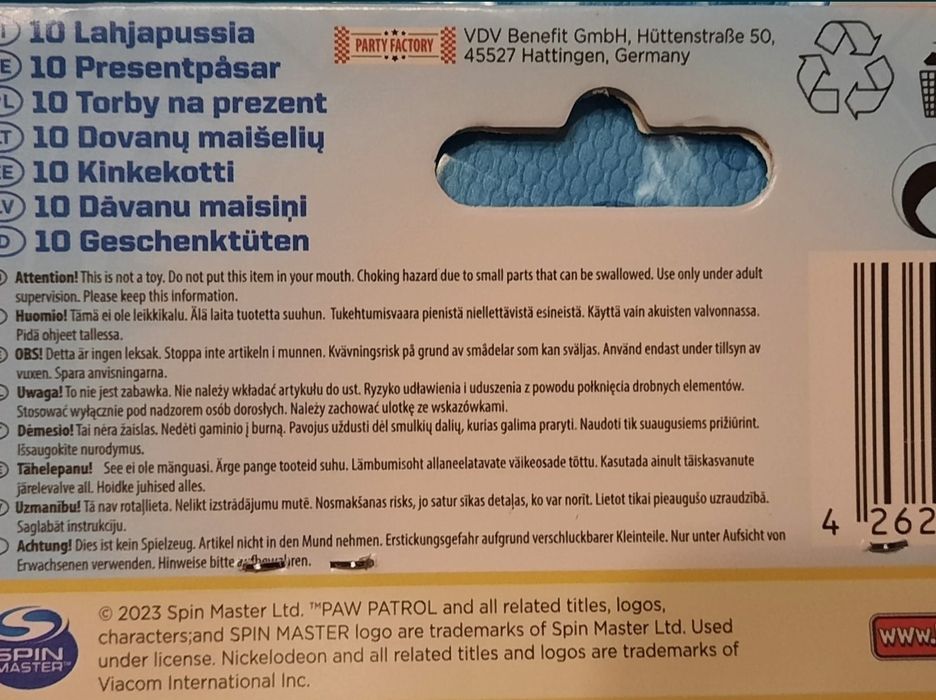 Podwójny zestaw imprezowy dla dzieci psi patrol