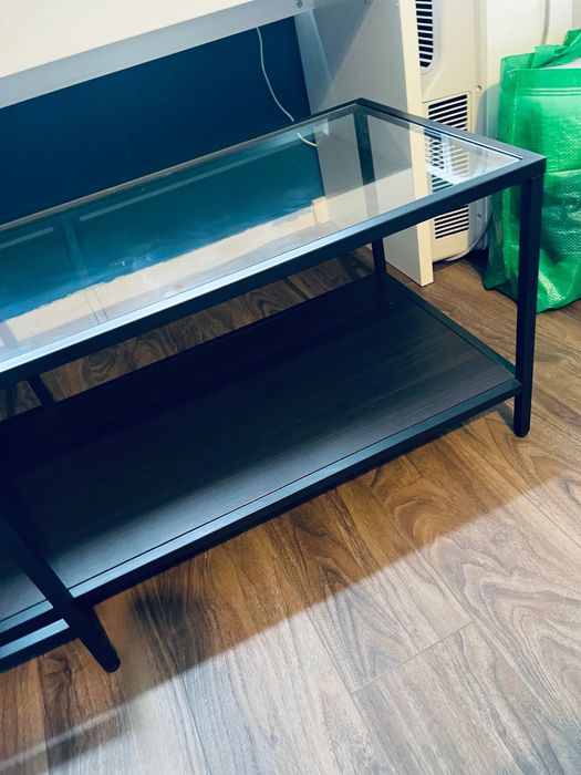 Mesa de centro Ikea VITTSJÖ preta metal e madeira