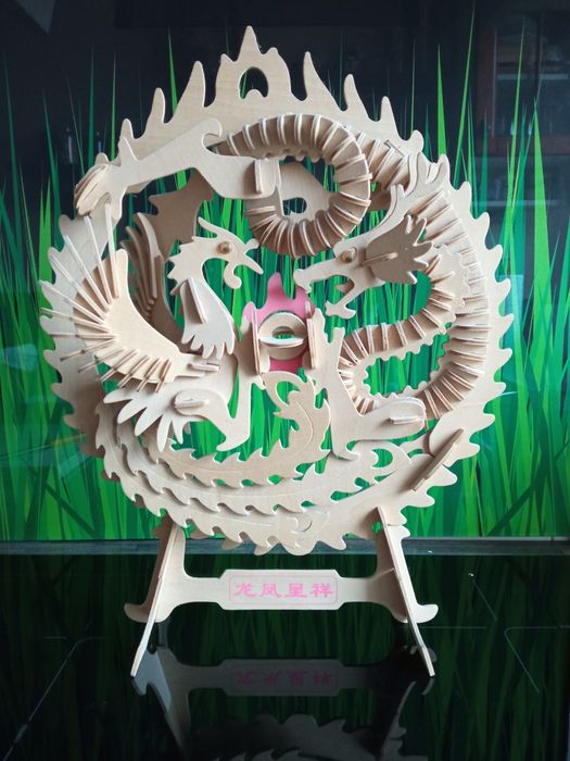 Puzzle drewniane 3D, Feniks i smok