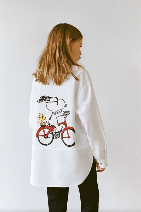 Натуральная рубашка снупи Peanuts Snoopy ZARA.