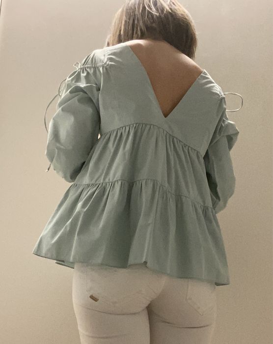 Blusa Zara, popelina, tamanho XS, verde