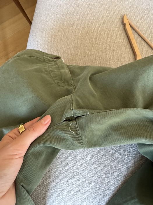 Zara jogger spodnie M 38 khaki z lampasem 100% bawełna