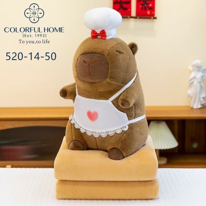 Плед-подушка іграшка 3в1 Капібара повар (47см)