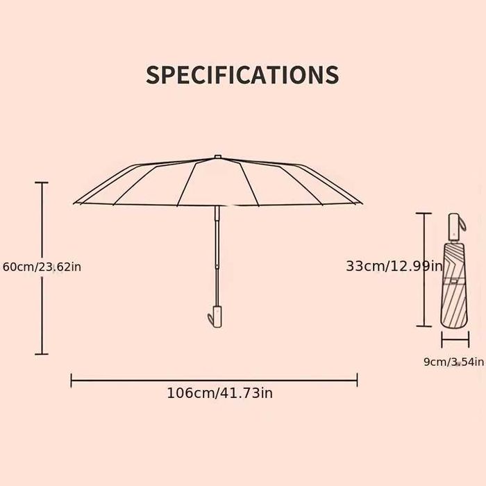 Duży parasol automatyczny bardzo mocny wzmocniony czarny 106 cm