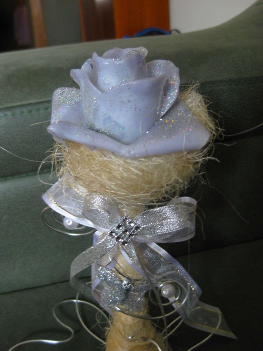 Flor Artesanal Prateada NOVA