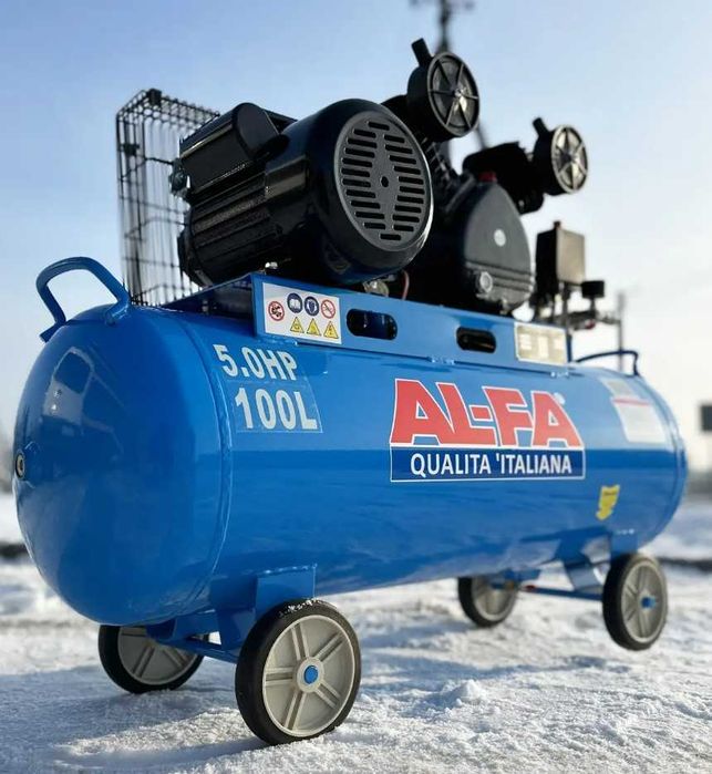 Компресор 100 літрів Ремінний AL-FA ALC100-2 3.8 кВт 660л/м 2 цилінди