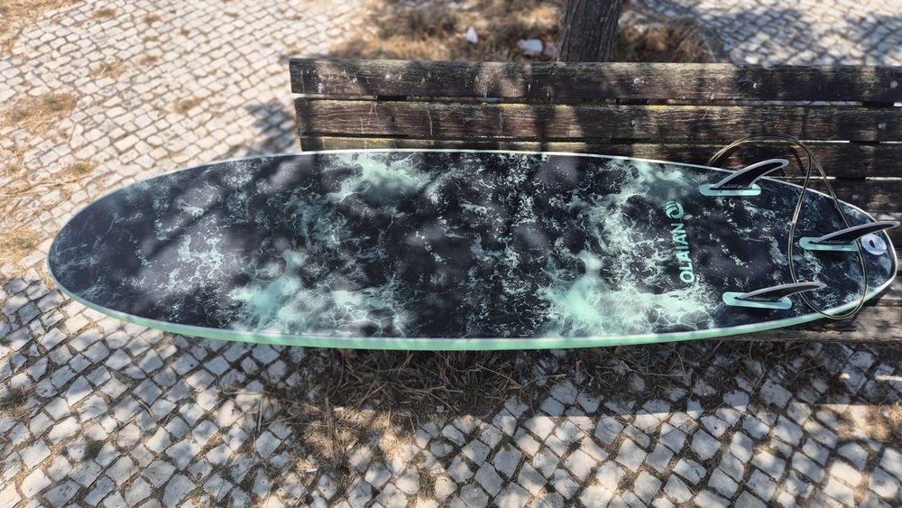 Prancha de Surf Softboard Olaian 7'0" (com Capa, Capacho/Traction Pad e Fins)