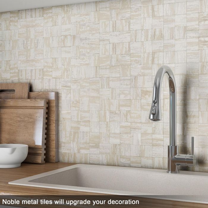 płytki ścienne wykonane z metalu, samoprzylepna mozaika