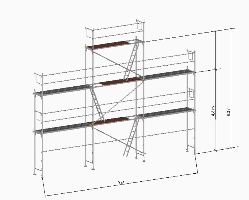 Rusztowanie na SZCZYTY 9 mb x 8,30 ROBOCZA Promocja Baumann ,altrad