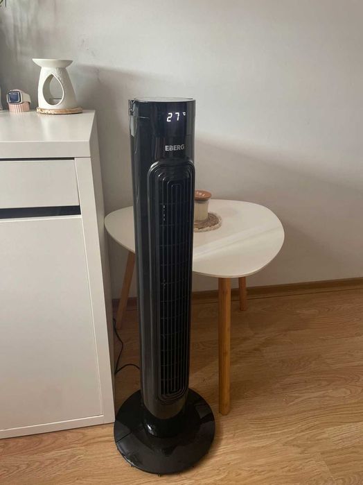 Nowy Wentylator Kolumnowy Z Pilotem Wiatrak Podłogowy Led Czarny