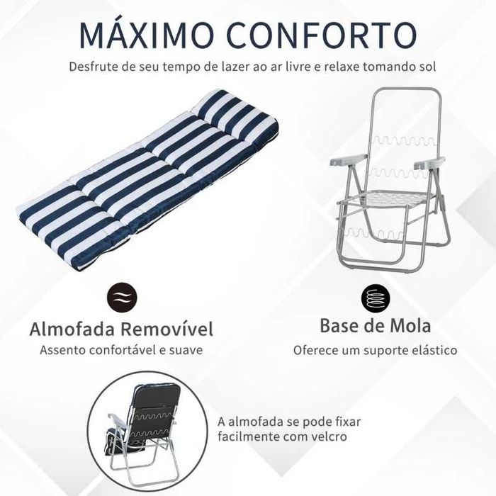2 Espreguiçadeiras de Jardim Dobráveis, azul