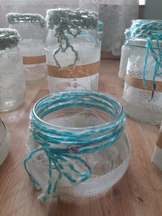 Piękne ręcznie robione Weselne świeczniki rustykalne