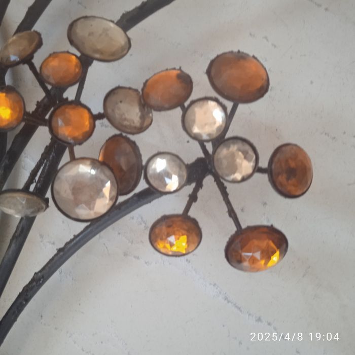 Peça decorativa em ferro, árvore com brilhantes