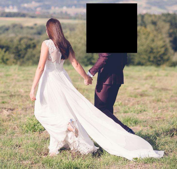 Śmietankowa, piękna suknia ślubna, rozm. 36, Gipiura,Promocja, Poleca