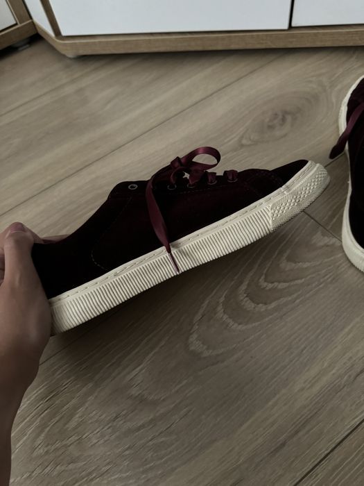 bordowe welurowe trampki 39