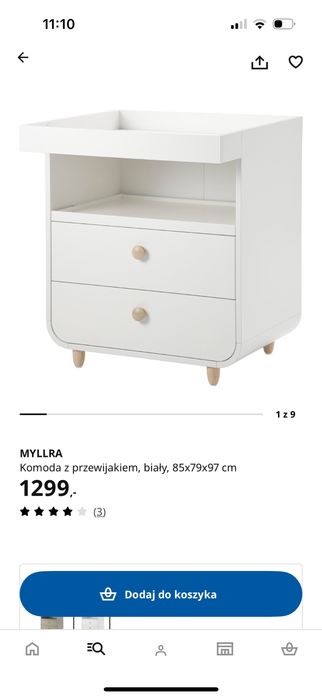 Zestaw mebli Myllra z Ikea: lozeczko i przewijak