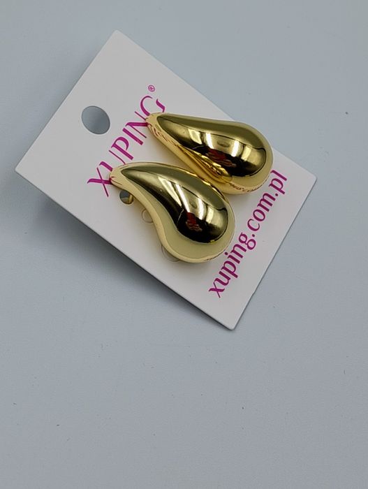 Kolczyki Xuping kropelki pozłacane 14 k