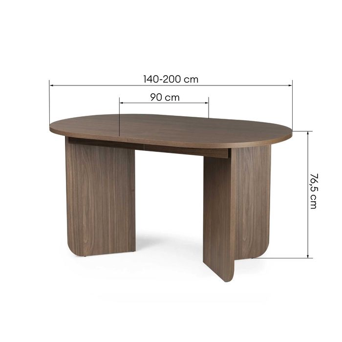 ZZ3036 - Stół rozkładany Mou 140-200 cm, Orzech lincoln, owalny blat