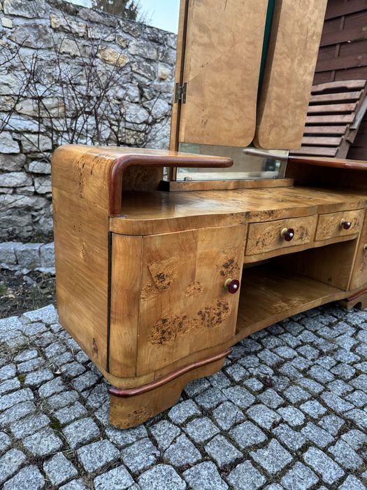 Toaletka Art deco czeczot brzozowy lata 30/50 komoda z lustem