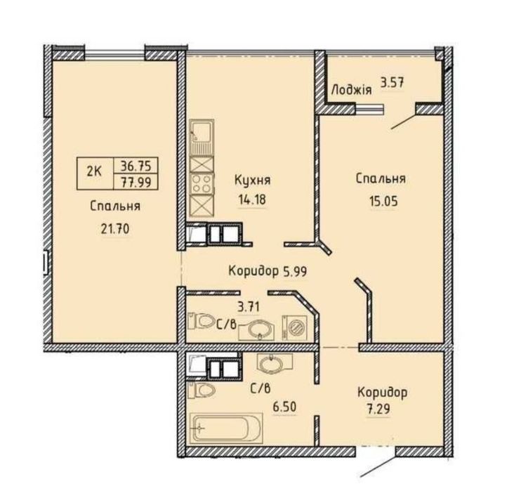 2-комнатная квартира по адресу Куликово поле пл. (площадь 80 м²) - Atlanta.ua - фото 2