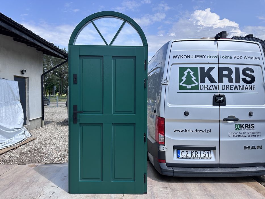 Drzwi zewnętrzne drewniane łuk łukowe   wejściowe na wymiar C.Polska