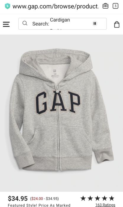 Худи GAP на флисе, 3 года