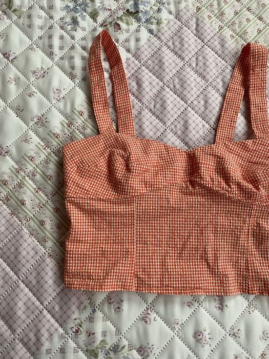 Top na ramiączka w kratkę S 36 zara coquette cottage