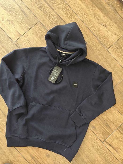 Nowa meska bluza Hugo Boss granat M/L kaptur kangurka bawełna śliczna