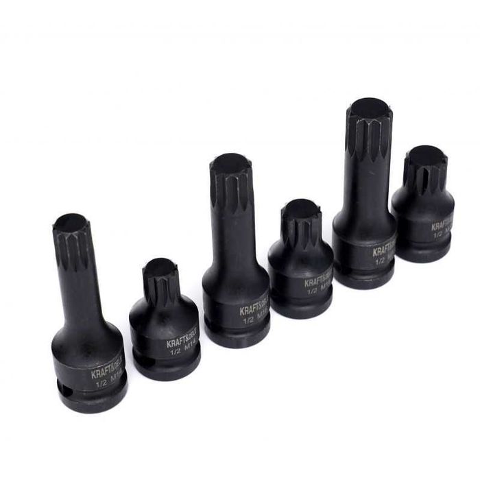 Klucze BIT SPLINE udarowe cr-mo 1/2 M14 M16 M18 krótkie długie kd11761