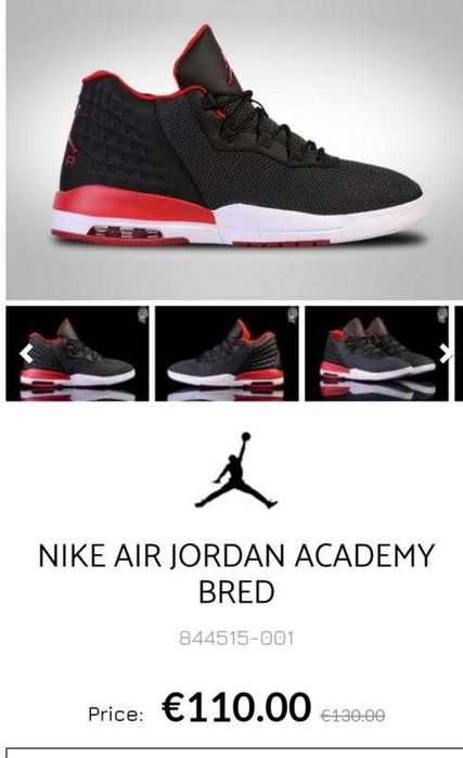 Оригинал. 24 см. кроссовки nike air jordan academy bred.