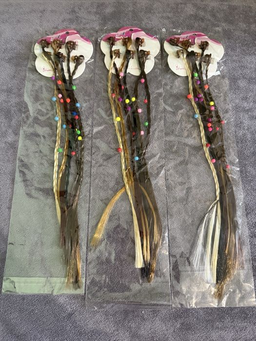 Крабики для волосся з косичками, косички з бусинками для зачісок