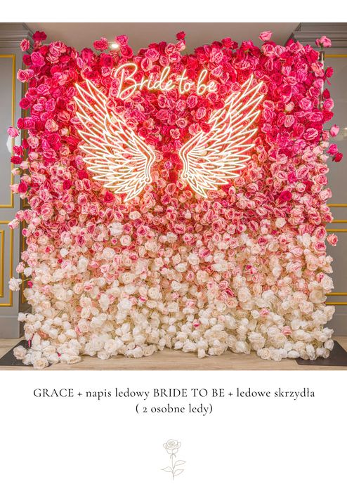 Ścianki kwiatowe + napisy LED | Wynajem na wesela chrzciny komunie