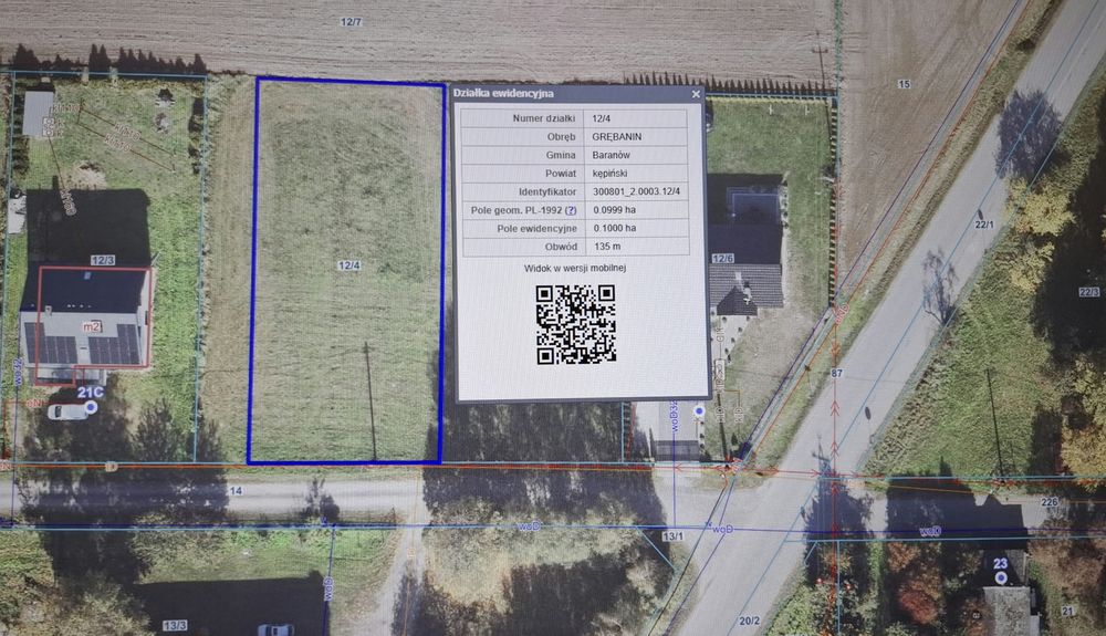 Działka budowlana 1000m2 -szerokość-front (22m),długość(46m)